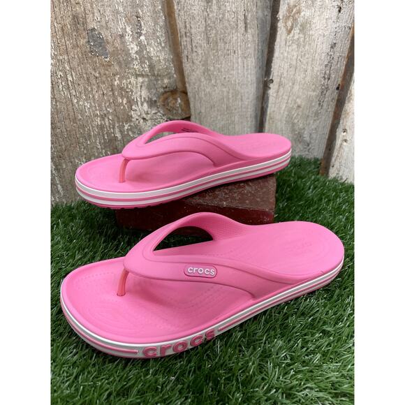 CROCS Bayaband Pink Flip Flops Women's 11 - Picture 1 of 7